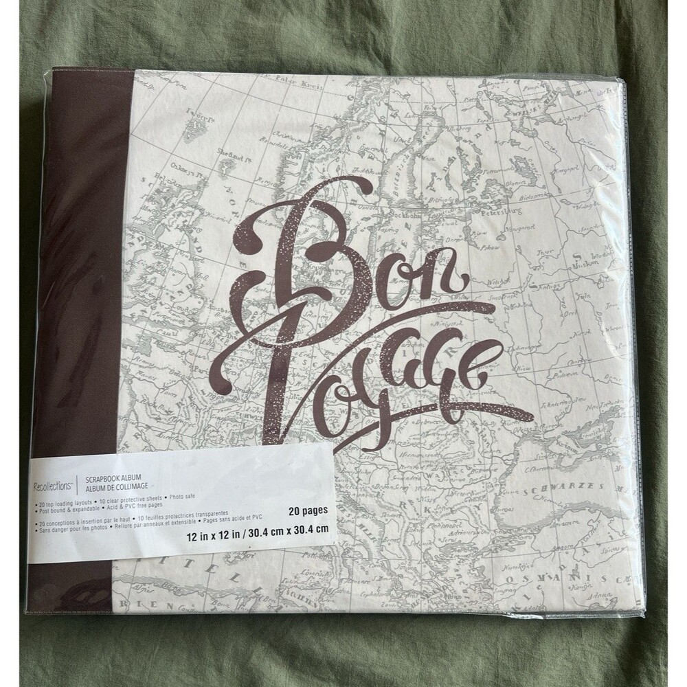 Recollections Bon Voyage Map Travel Postbound Scrapbook Album 12x12 20 Pages